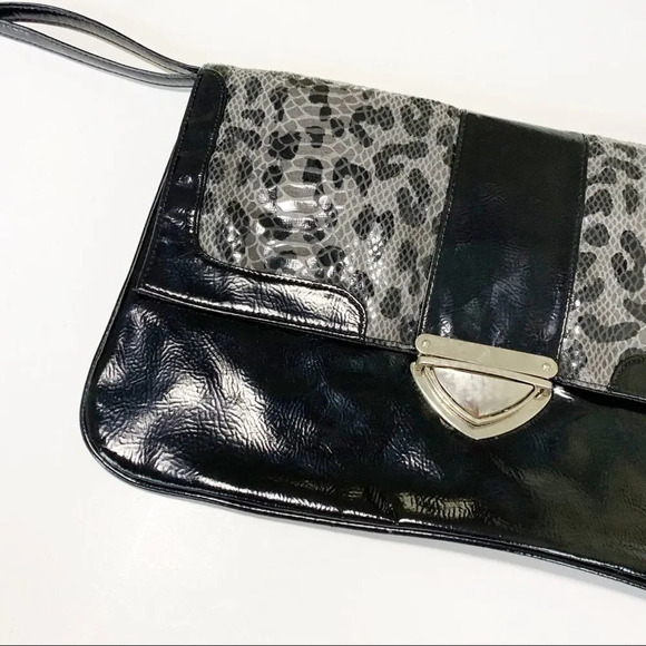 Giannini 80’s Style Large Clutch Black Snakeskin Faux Leather Duran Duran 1980s - Picture 3 of 5